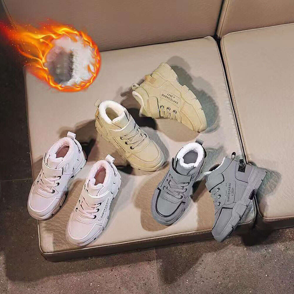 Winter Snow Children Trend Fashion Plush Cotton Shoes Thick Warm Teenager Faux Fur Boots For Kids