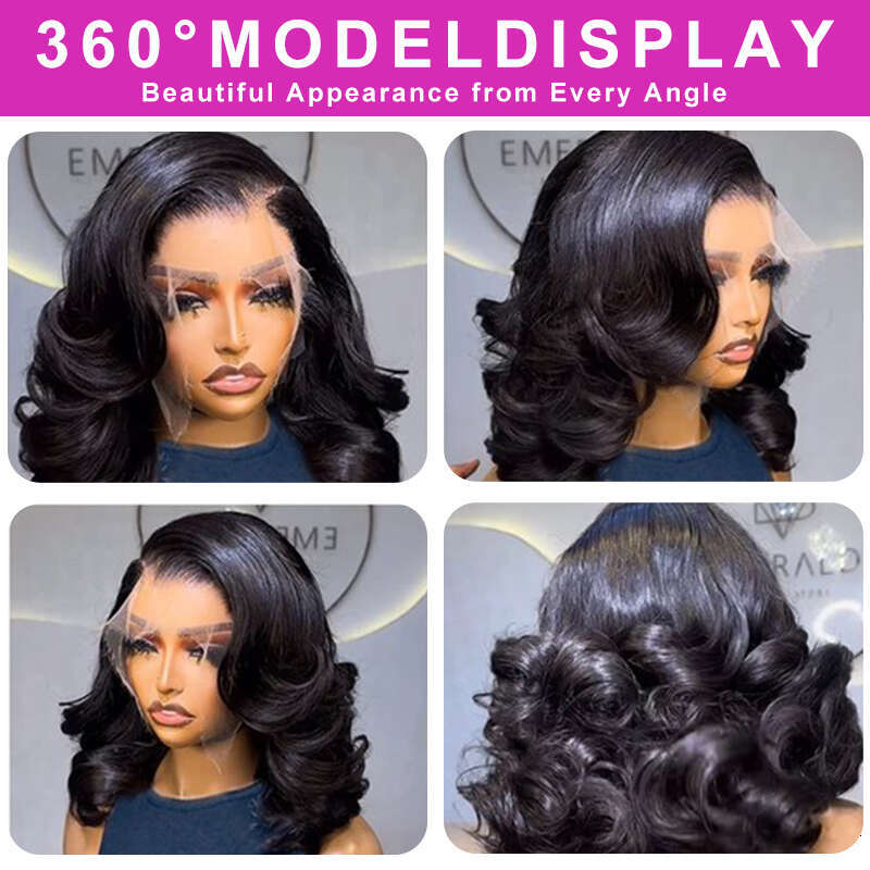 Body Wave 250% Short 13X4 Frontal Human Hair 13X6 HD Transparent Lace Front Bob Wigs Brazilian 5X5 Closure Wig For Women