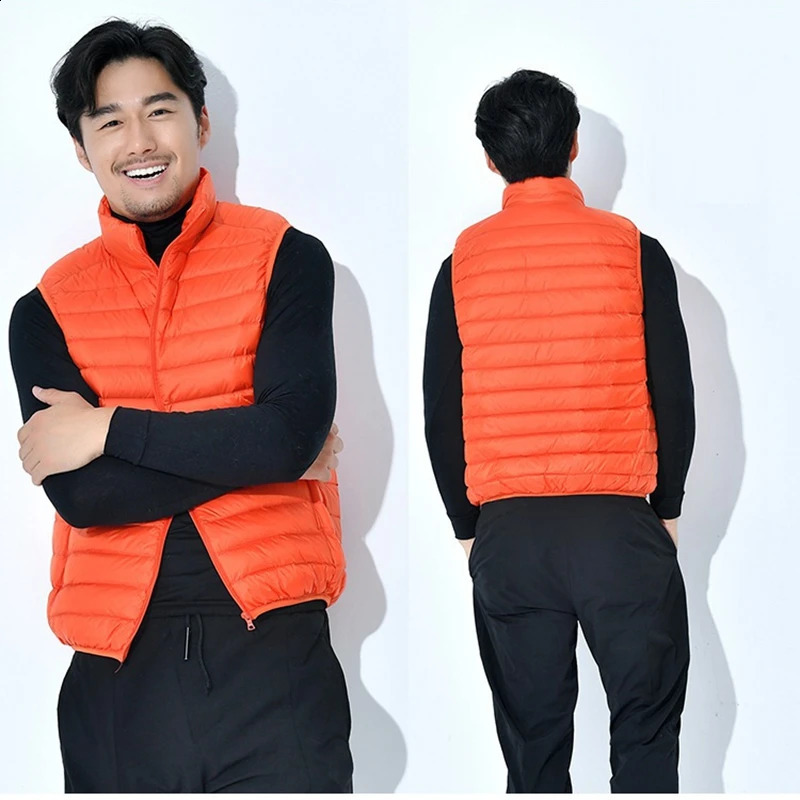 Bang 7XL Men Sleeveless Warm Vest Ultra Light Down Vest Man Winter Solid Sleeveless Jacket Mens Lightweight Waterproof Vests 240912