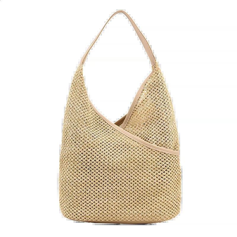Fashionable and versatile straw womens shoulder baglarge capacity summer beach casual vacation style woven bag bolso tejido 240909