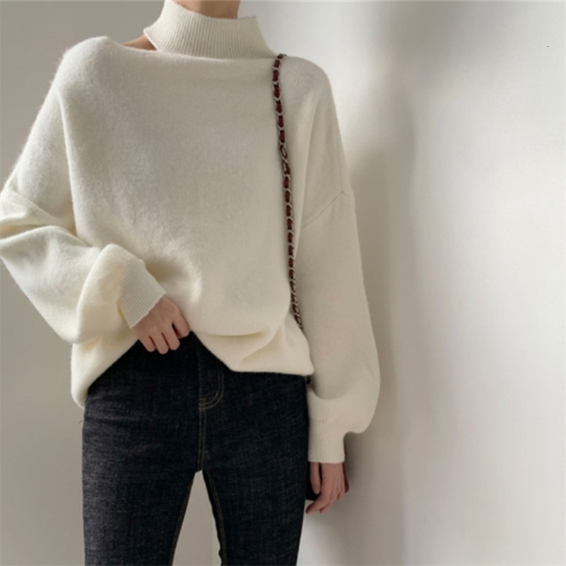 Women Hollow Out Sexy Sweater Turtleneck Long Sleeve Knitted Pullovers One Shoulder Causal Sweater For Women Autumn Winter 240911