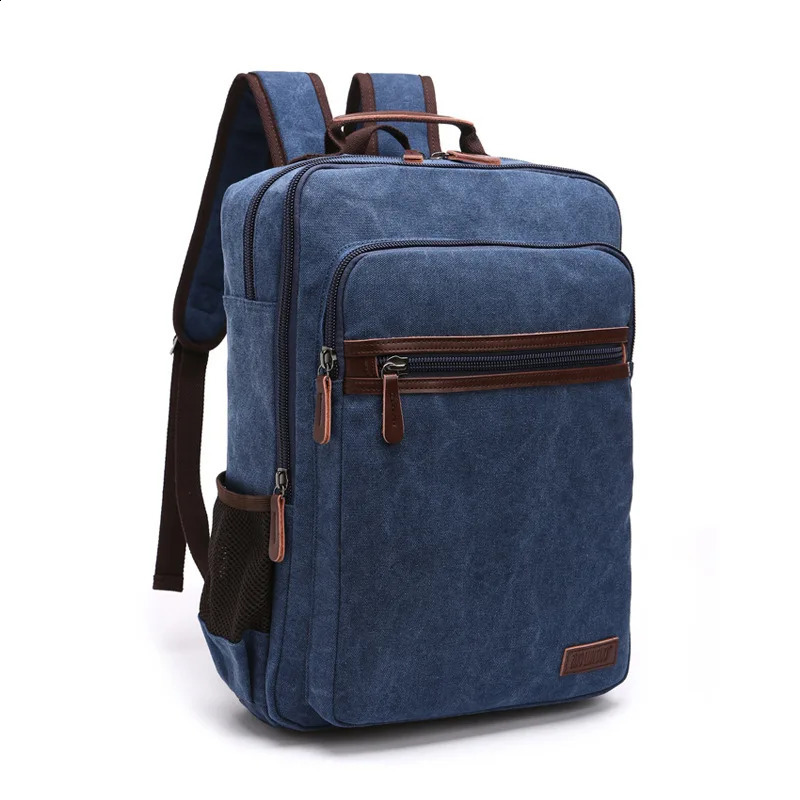 Retro canvas backpack for men large capacity travel shoulder bag teenagers school laptop 240913