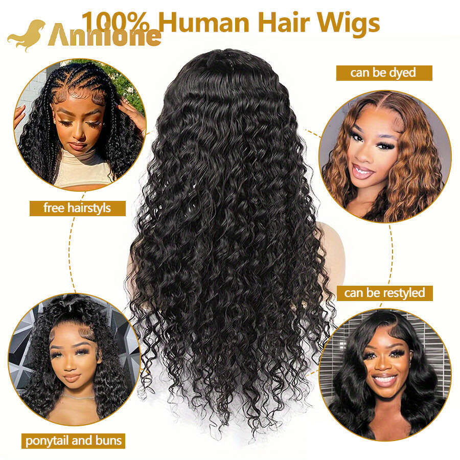 Water Curly 28Inch 13X4 HD Transparent Lace Front Wig Brazilian Natural 100% Human Hair Wigs For Women