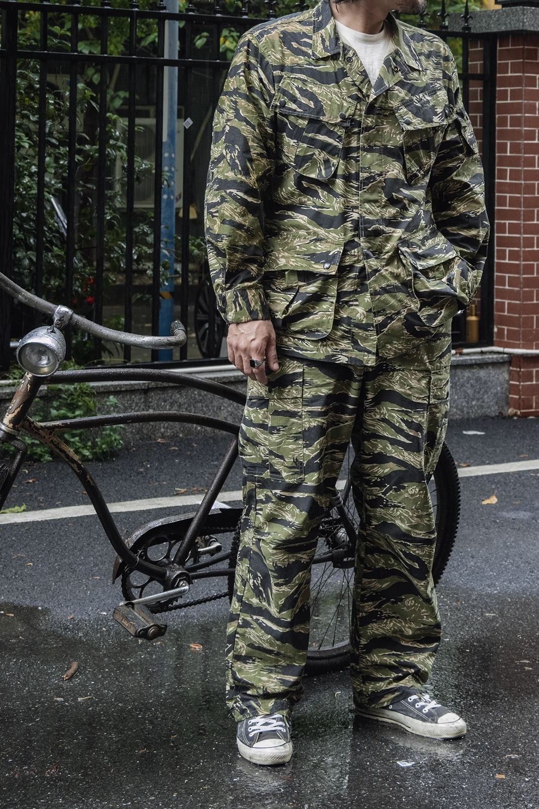 Non Stock Ripstop Tiger Stripe Camo Trousers Multi-Pocket Camouflage Cargo Pants