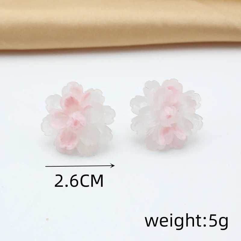Big Transparent Ice Double Layers Flower Stud Earring Female Sweet Pink Blue Resin Jewelry Wedding Best Friend Christmas GiftX240918