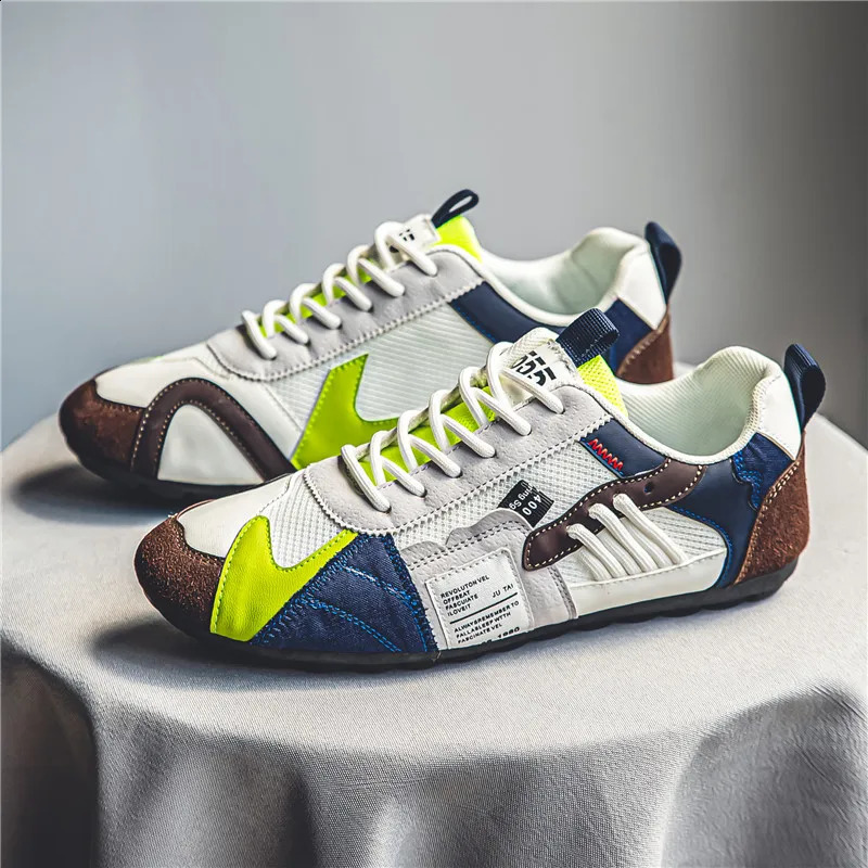Shoes For Men Casual Sports Four Seasons Moccasins Trend ed Personality Lace-up Leather Sneakers Comfortable Breathable 240909