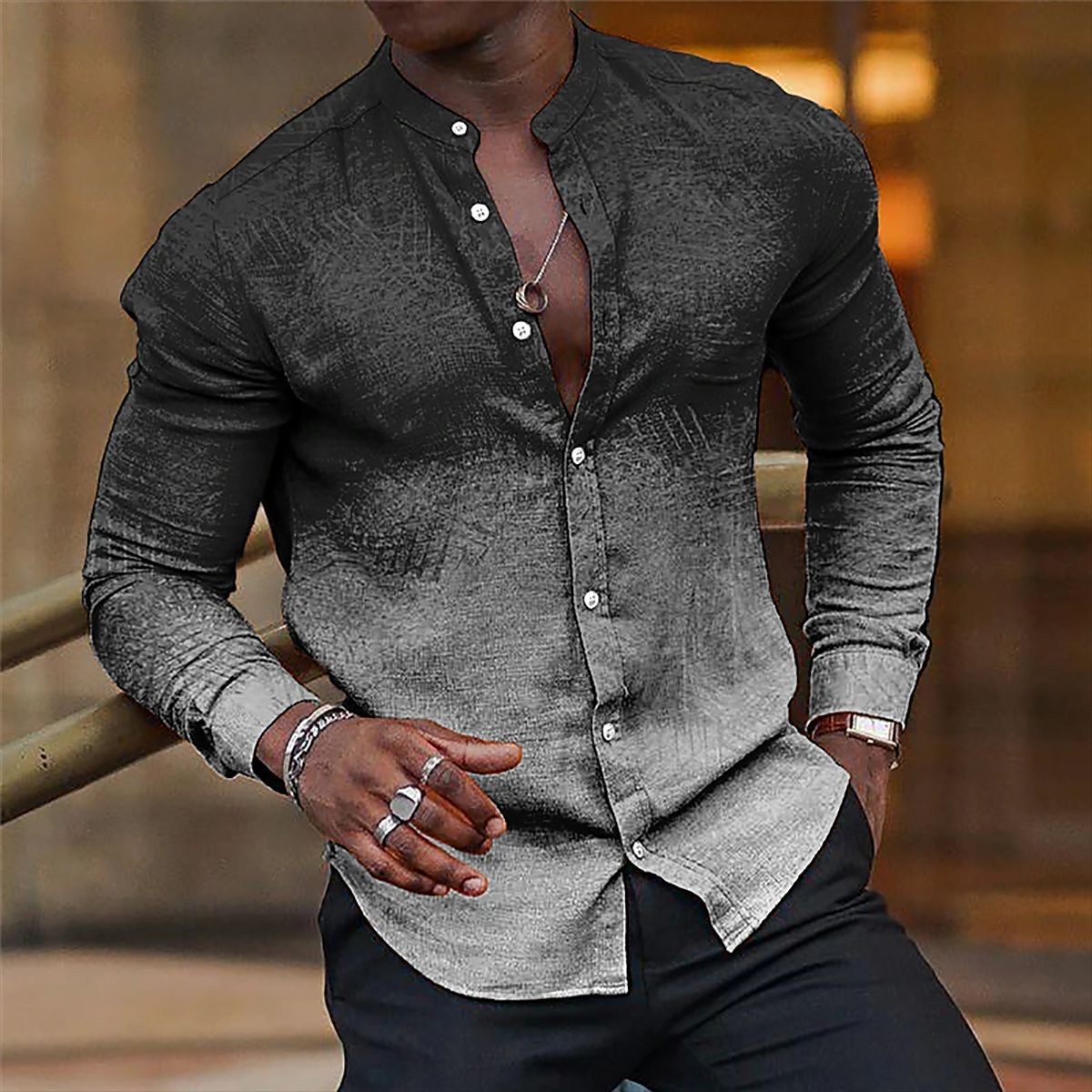 Men's Luxury Designer Dress Shirt Casual Business Social and Cocktail Party Wear spring Autumn Slim Fit Fashion Clothing L 3XL Print Blouse High 