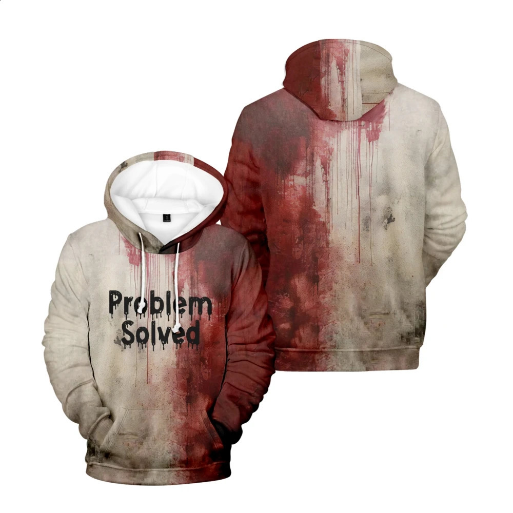 IM Fine Bloody hooded Problem Solved drawstring pocket sweatshirt menwomen hip hop Pullovers 240910