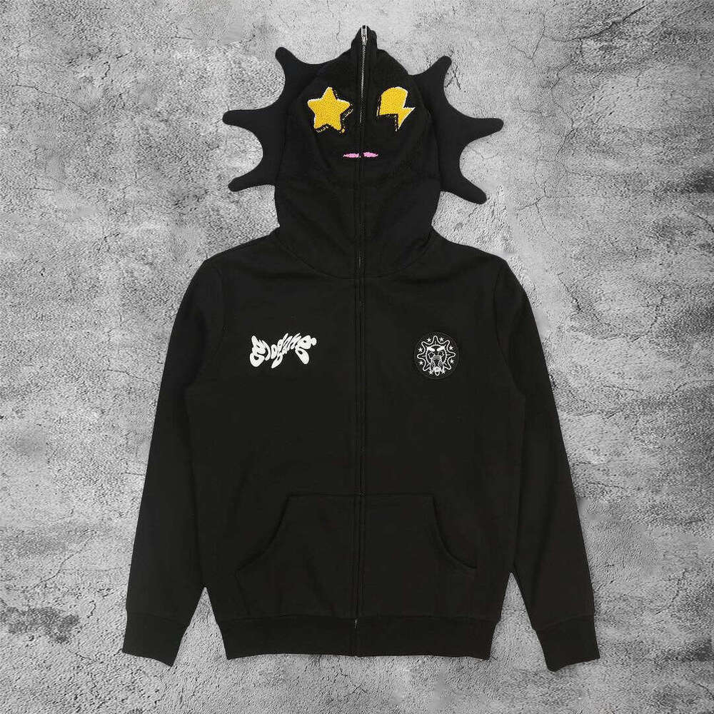 Y2k Up Hoodie Printed Graphic Hip Hop Full Zip Hoodies High Street Fashion Brand Hooded Coat Haruku Streetwear Sweatshirts