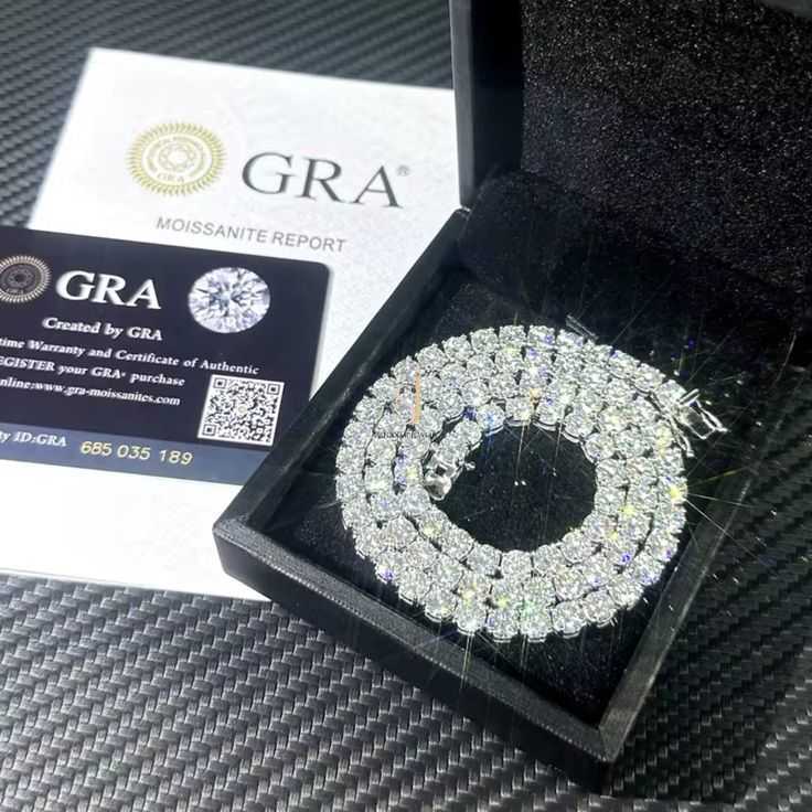 2mm 3mm 4mm 5mm Moissanite Tennis Chain D VVS Moissanite Diamond Tennis Chain Necklace 925 Sterling Silver Hip Hop Jewelry