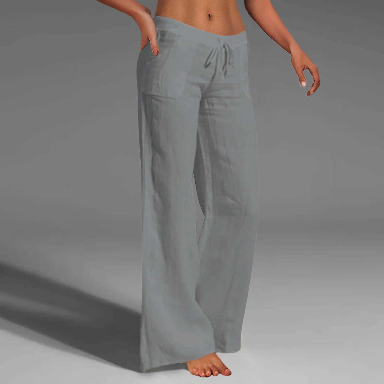 Womens Yoga Pants Summer Casual Wide Leg Loose Thin Cotton Linen Clothes Women Pants Wide Legged Daily Woman Roupas De Ioga M240918