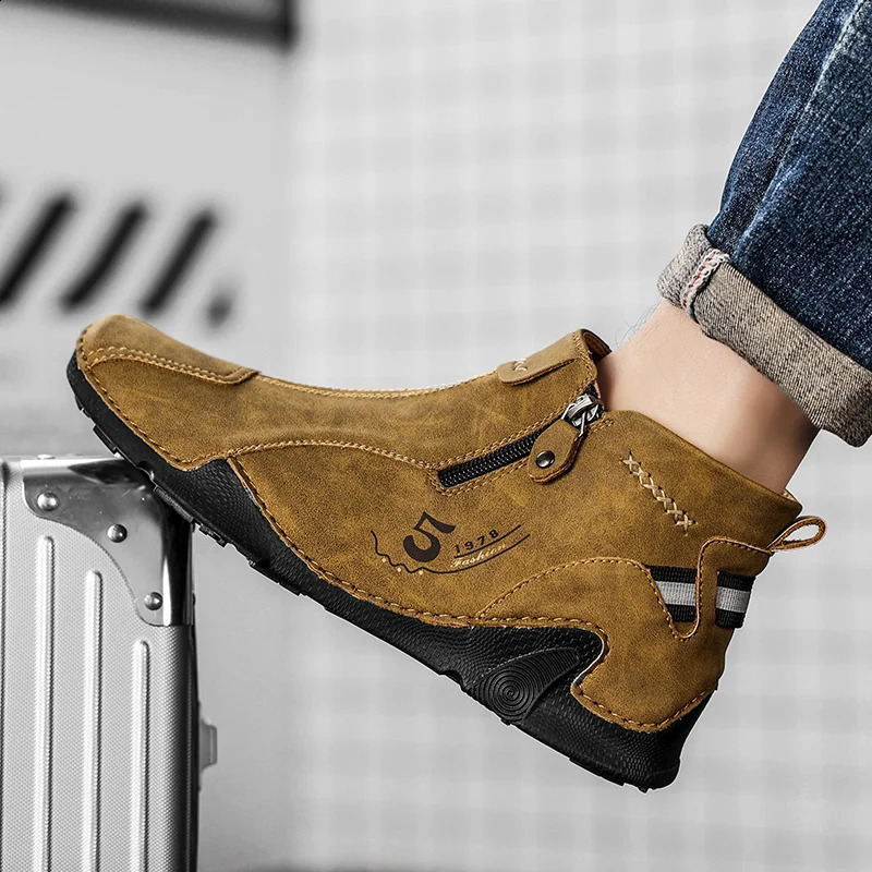 Winter Chelsea Mens Boots Suede Ankle Boot British Style Leather Boots Men Fashion Boots Soft Sole Round Head Wedding Boots 240914