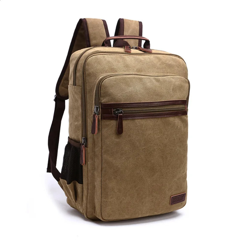 Retro canvas backpack for men large capacity travel shoulder bag teenagers school laptop 240913