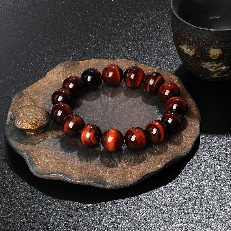 Original Lightning Red Tiger Eye Bracelet for Men 6-16mm Natural Energy Stone Round Bead Bracelet for Women Soul Jewelry Pulsera 240918