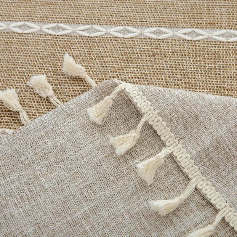 Table Cloth Cotton en Tablecloths Wrinkle Free Anti-Fading Tassel Rectangle Indoor & Outdoor Dining Cover