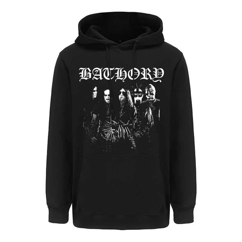 Black Heavy Metal Band Bathory Hoody Tops Mens Hoodies Hooded Y2k Vintage Hip Hop Streetwear Hoodie Oversized Zip-up Hoody CoatsX240918