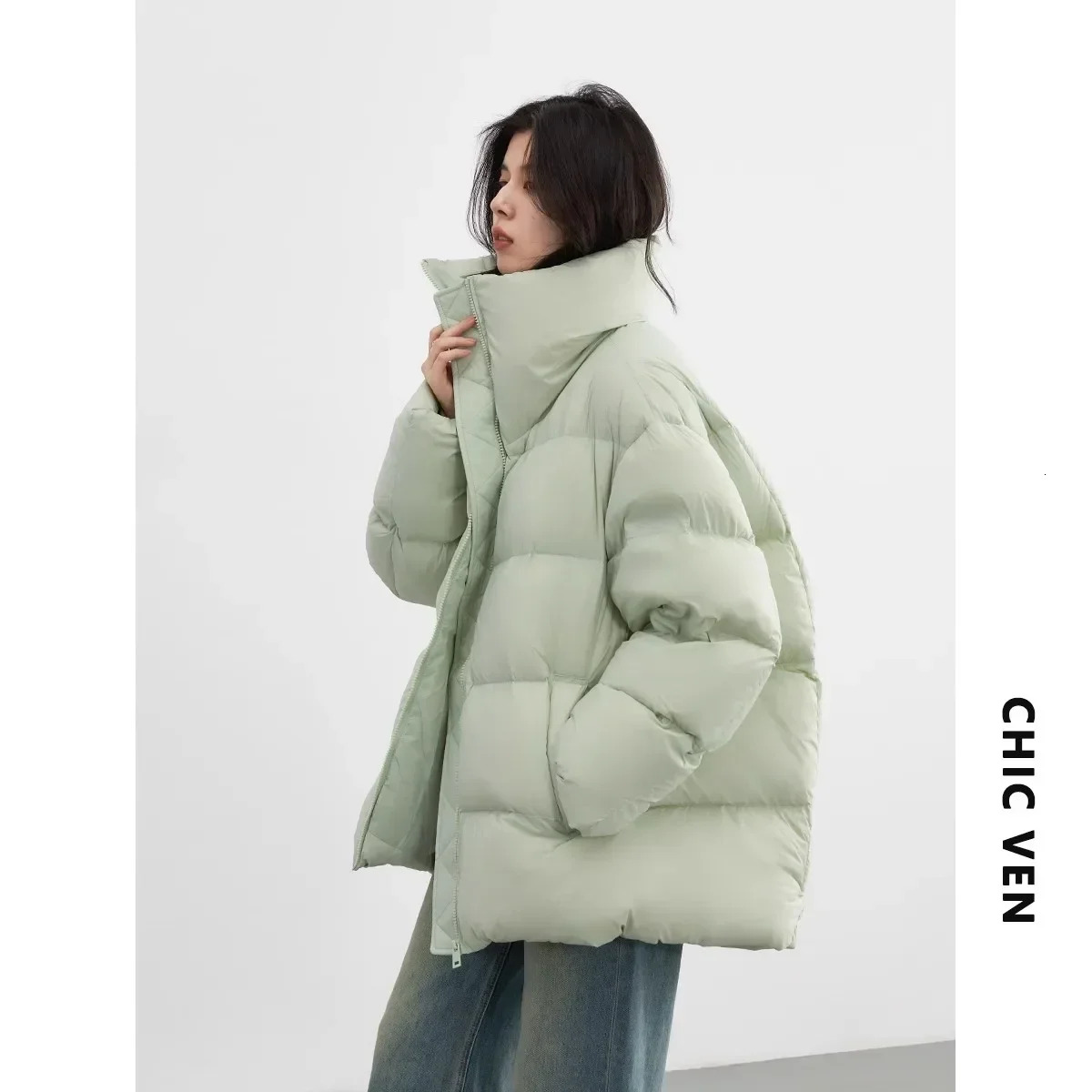 CHIC VEN Women Coats Long Sleeve New Soft Solid Lightweight Bread Down Jacket Female Warm Coat Lapel Outerwear Winter 2023