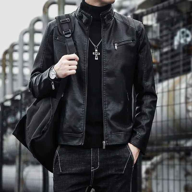 Men Leather Suit Jacket Men Slim Fit Short Coat Men Fashion Leather jacket Streetwear Casual Blazer Jackets Male Outerwear W251023