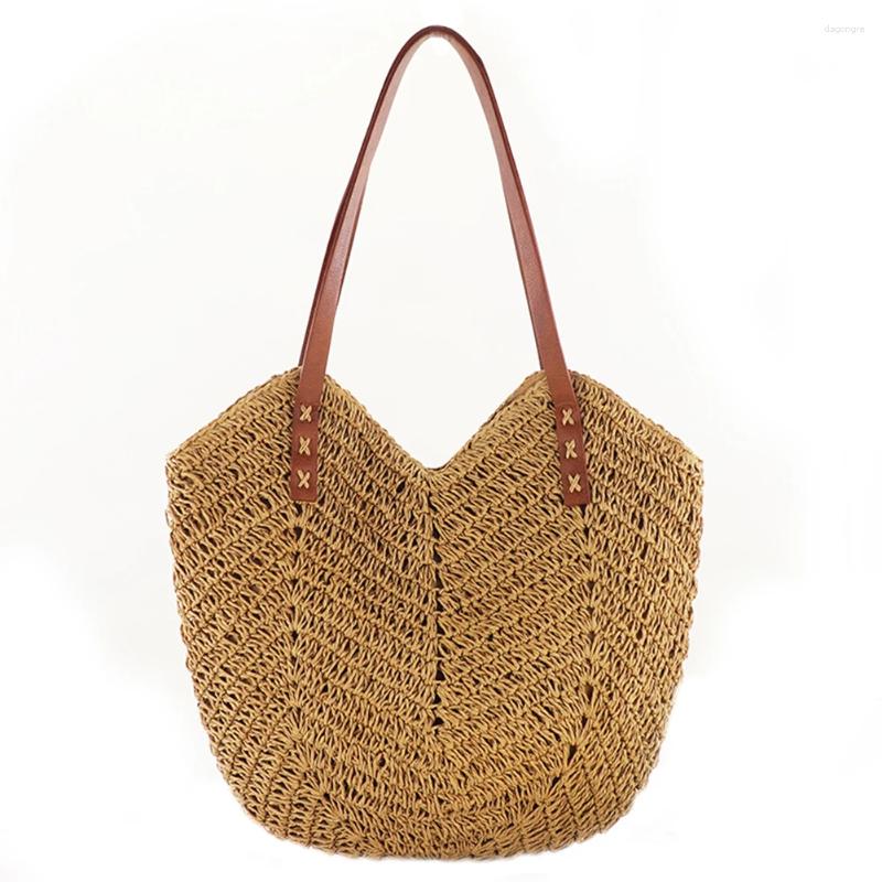 2025 NEW Drawstring Fashion Women Straw Handbag Hand Woven Shoulder Bag Travel Beach Hollow Totes Casual Handbags For zhanyishengli