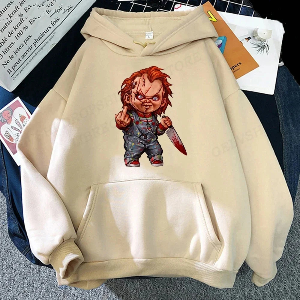 Men Fashion Hoodie Japanese Y2k Fleece Sweatshirt Pullovers Halloween Sweatshirts Mens Clothing Horror Chucky Hoodies 240910