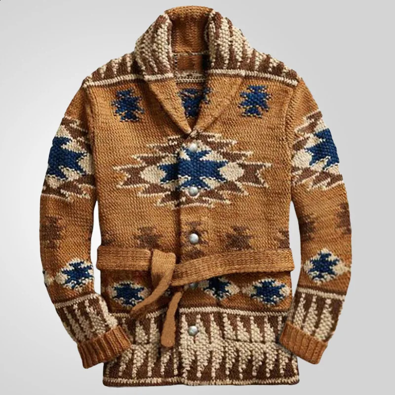 Mens Heavyduty Jacquard Sweater Autumn and Winter Thick Cardigan Casual Fashion Man Knit Jacket Clothing Top 240918