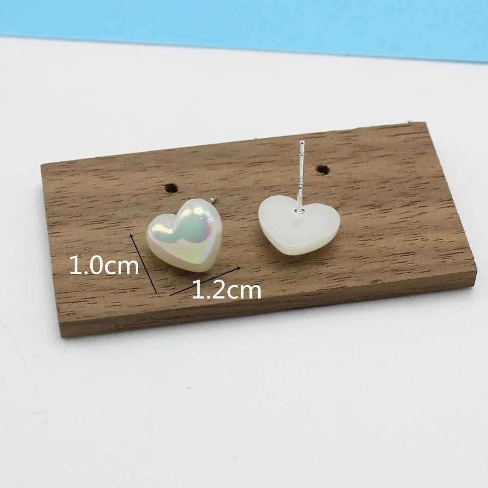 Small Colorful Imitation Pearl Heart Stud Earring for Women Elegant Romantic Temperament Jewelry Accessories Wedding Girl GiftX241023