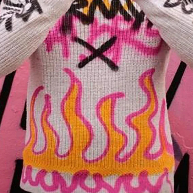 Hip Hop Knitted Vintage Streetwear Couple Tops Winter Goth Casual O-Neck Pullover Sweaters Men Women Harajuku Unisex Y2K Clothe 240912