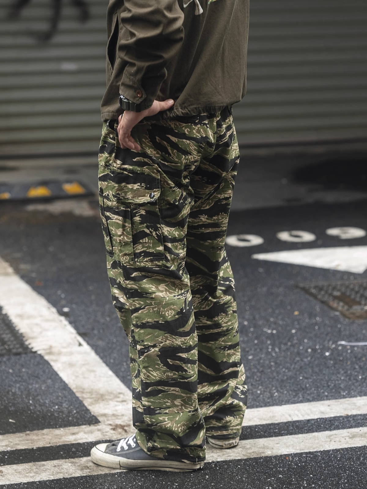 Non Stock Ripstop Tiger Stripe Camo Trousers Multi-Pocket Camouflage Cargo Pants