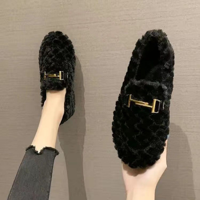 New Free Shipping designer slippers Veet Flat Cotton Fury Shoes Women's Autumn hot and Winter Outerwear Size 36-40