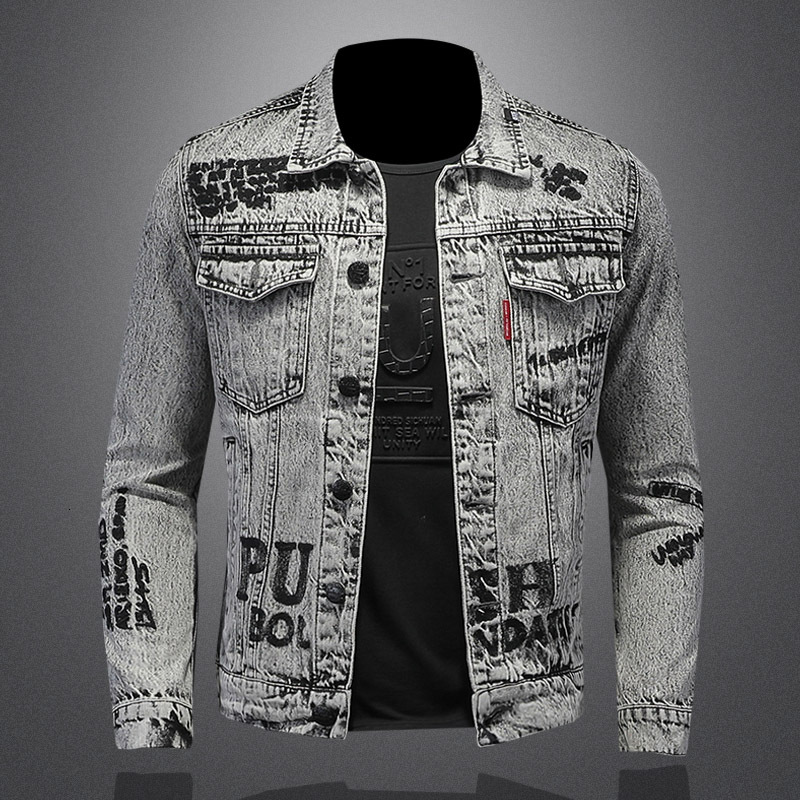High Quality 2024 New Fashion Everything With European And American Handsome Jacket Snowflake Wash Denim Coat Letters M-5Xl