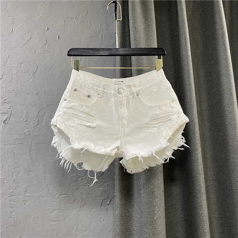 2024 New Summer Womens Sexy Low-waisted Jeans Denim Shorts Hole A Wide-leg Pants Ripped Jeans 4 colorsX240918