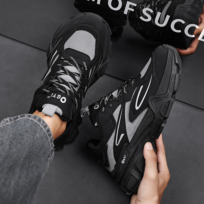 Men Sports Mesh Breathable Trendy Thick Sole Clunky Shoes Fashion Athleisure Sneakers Free Shiping