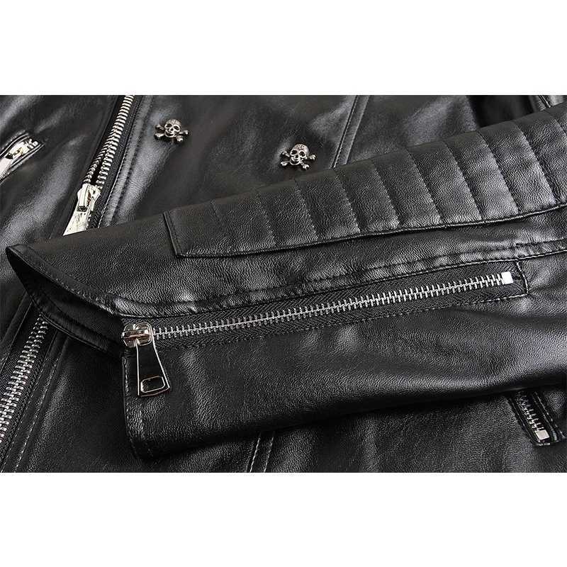 Mens Punk Leather Jacket Fashion Skeleton Rivet Car Leather Coat Casual PU Motorcycle Leather Coat W240918