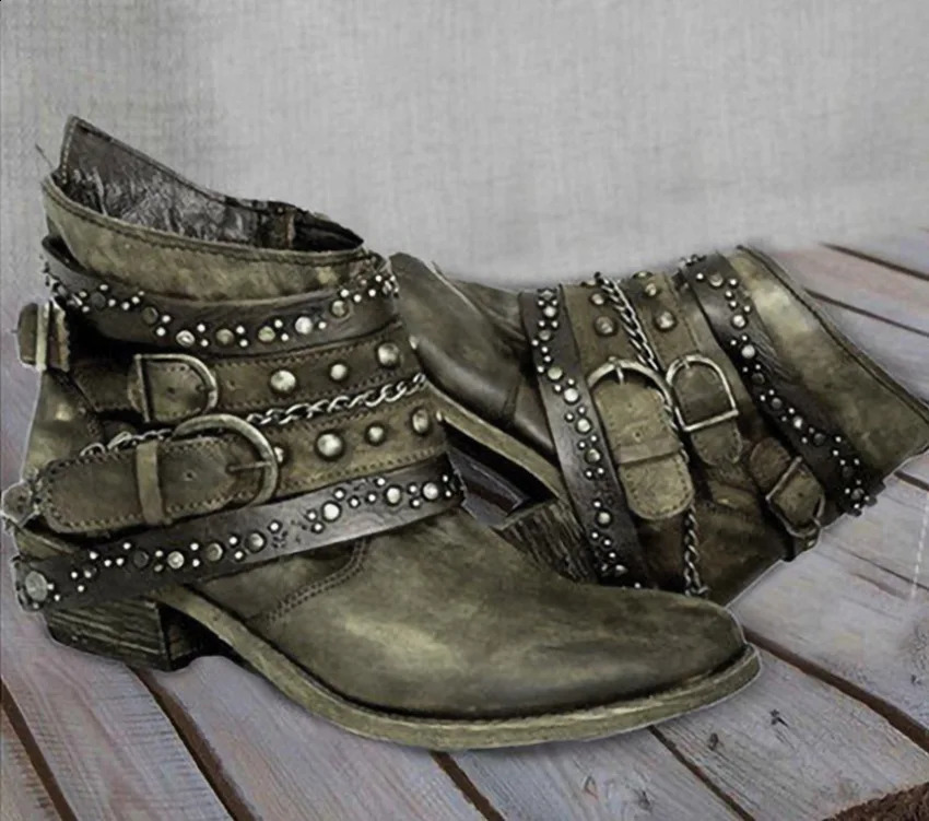 Womens Fashion Retro Small Leg Boots Soft Leather Shoes Womens Autumn and Winter Motorcycle Boots Comfortable Botas Zapatos De Mujer 240919