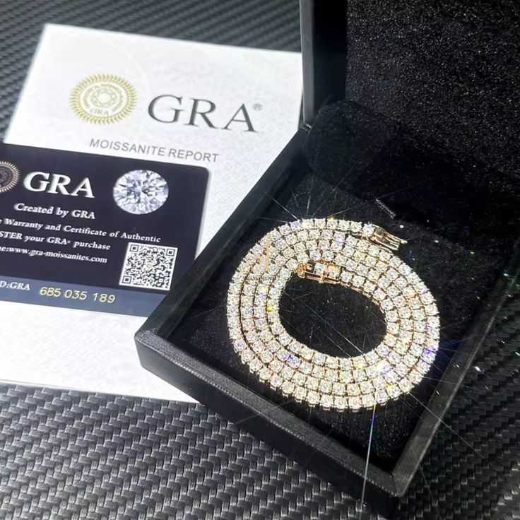 2mm 3mm 4mm 5mm Moissanite Tennis Chain D VVS Moissanite Diamond Tennis Chain Necklace 925 Sterling Silver Hip Hop Jewelry
