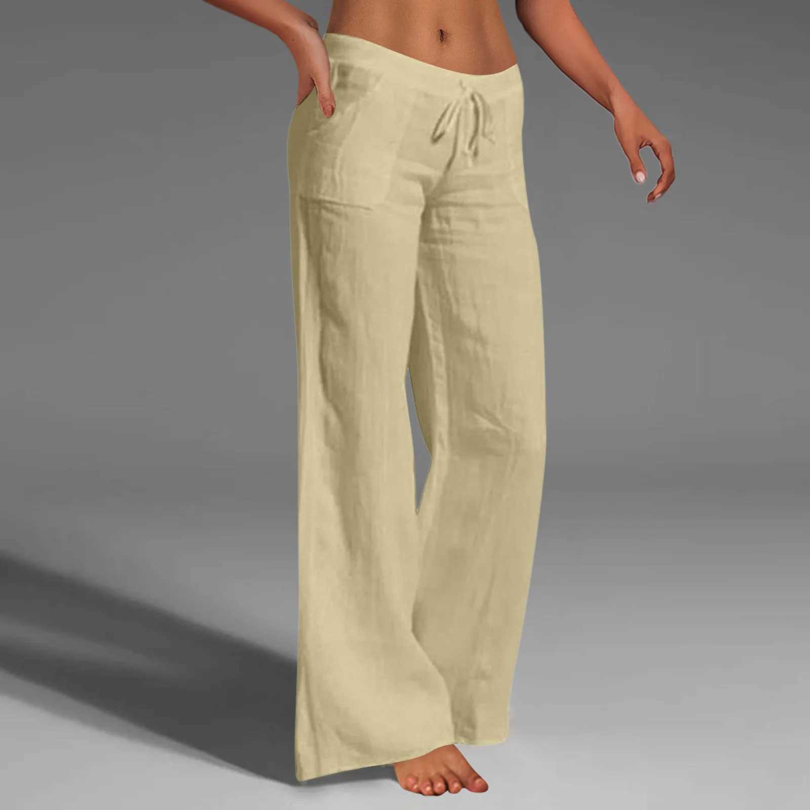 Womens Yoga Pants Summer Casual Wide Leg Loose Thin Cotton Linen Clothes Women Pants Wide Legged Daily Woman Roupas De Ioga M240918