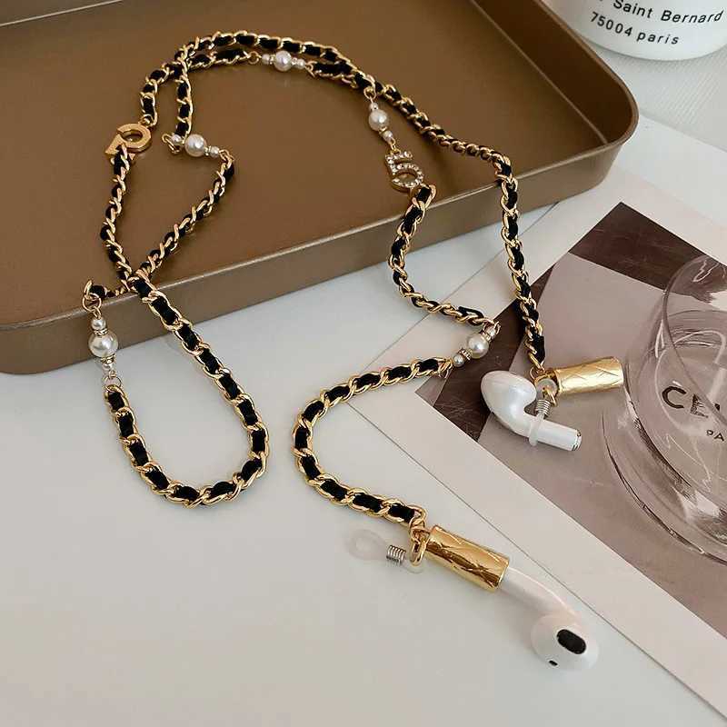 Belts Fashionable PU twisted long chain necklace suitable for women classic pearl lamination can accommodate the head J240913