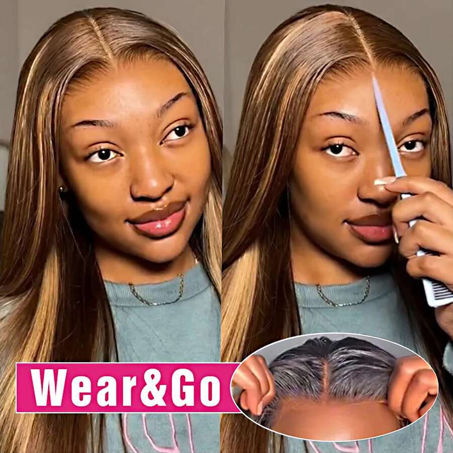 Highlight Glueless Wig Ready To Wear And Go Preplucked Straight 13X4 HD Lace Frontal Colored Human Hair Wigs On Sale