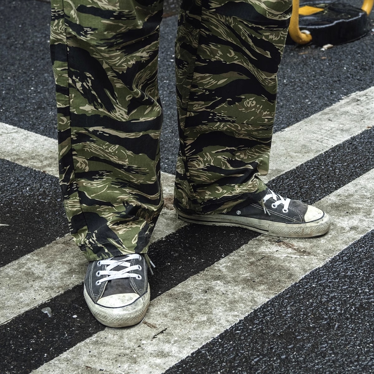 Non Stock Ripstop Tiger Stripe Camo Trousers Multi-Pocket Camouflage Cargo Pants