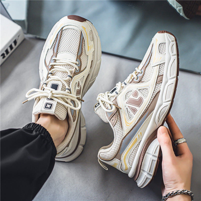 2024 new free shipping suitable for mens breathable mesh blue black beige thick soled casual sports shoes size39-44