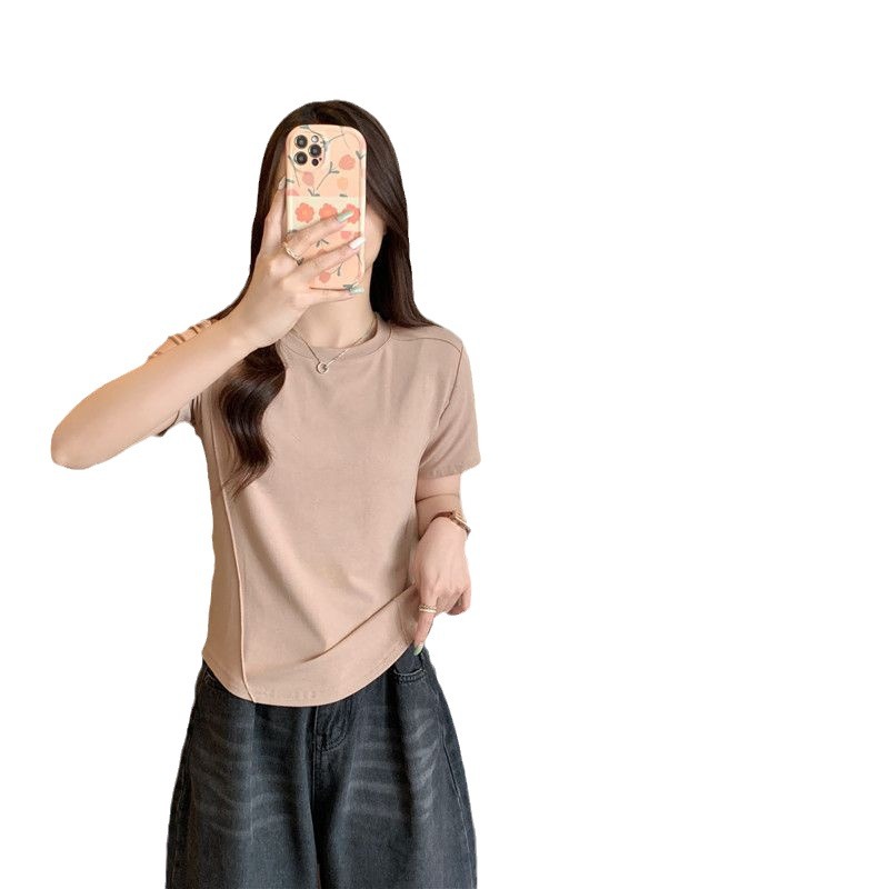 Shirts Womens Solid T Color Black White Grey Slim T-Shirt Women Summer Outdoor Fashion Cloth -Shirt