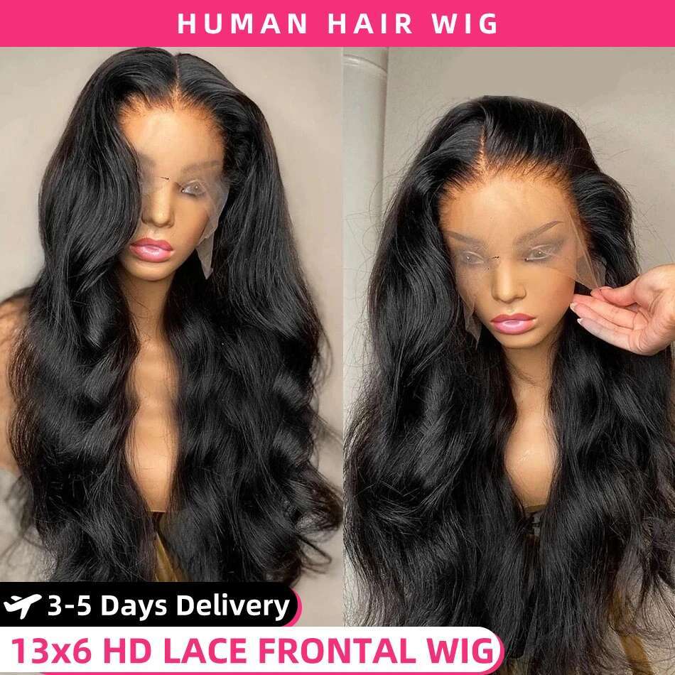 300% 13X6 HD Frontal Brazilian Body Wave For Women Lace Front Human Hair Wig Pre Plucked Wigs