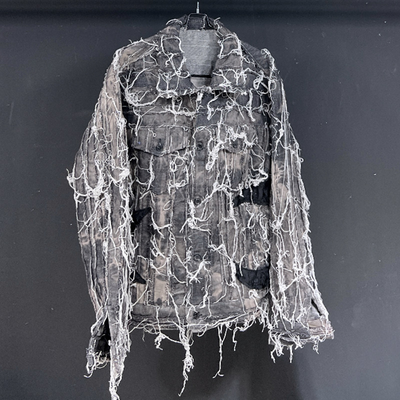 PFHQ Patchwork Vintage Moon Star Denim Jackets Men's Tide Loose Handsome Thick Wash Wearproof Motorcycle New Coat Autumn 21Z2289