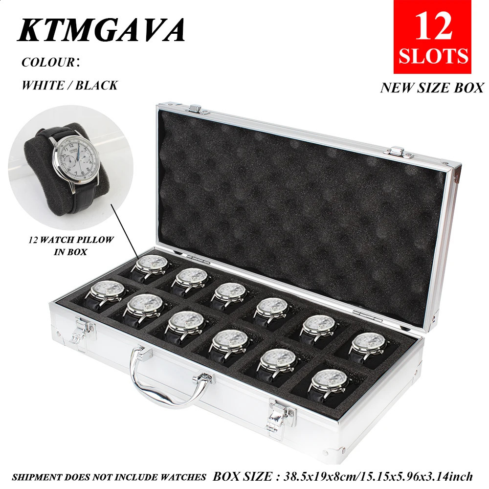 101218 Grid Aluminum Alloy Black Watch Storage Box Jewelry Collection Portable Large Capacity High Quality Gift 240912