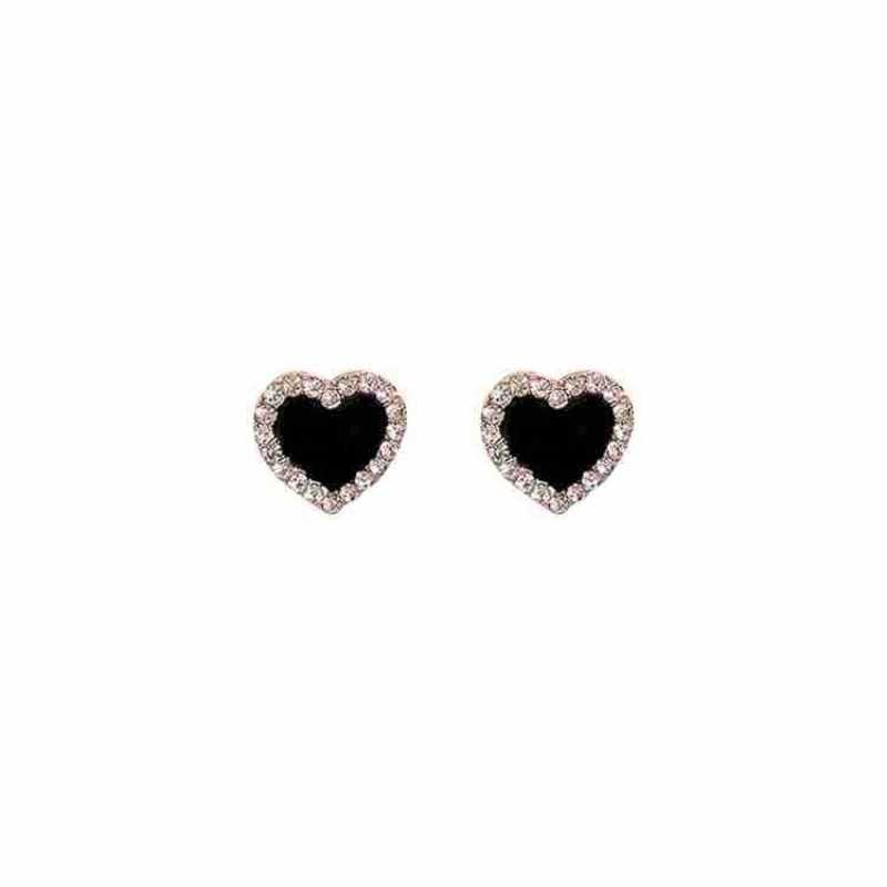 Summer Engagement Enamel Cute Heart Stud Earrings Girls for Women Jewelry Luxury Black Earring Wedding Jewelry 2023 Girls GiftsX2409