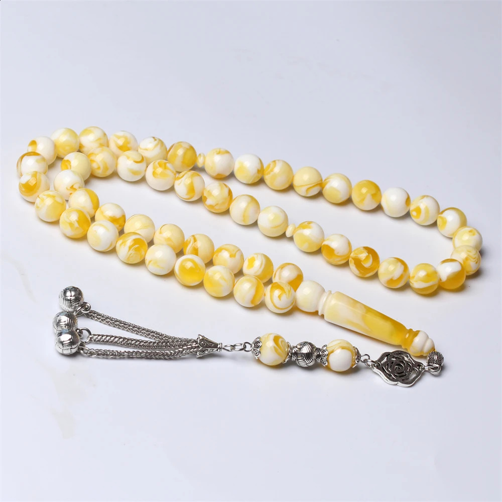 Islamic Tasbi 33 rose gold resin amber tesbih silver metal Tassel Muslim Ramadan gift Arabic prayer beads 240918