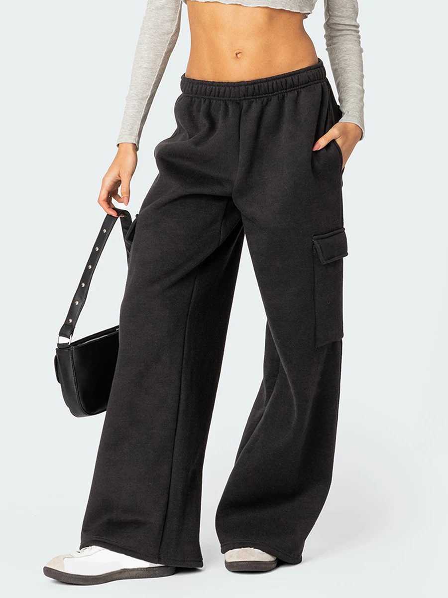 Women s Causal Drawstring High Waist Baggy Straight Wide Leg Sweatpants Yoga High Waisted Solid Color Loose Trousers with M240918