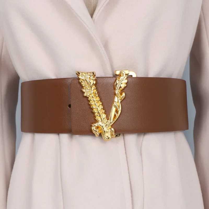 Belts 6.5cm wide womens metal gold V-shaped denim decorative version fashionable commuting dress jacket denim strap J240913