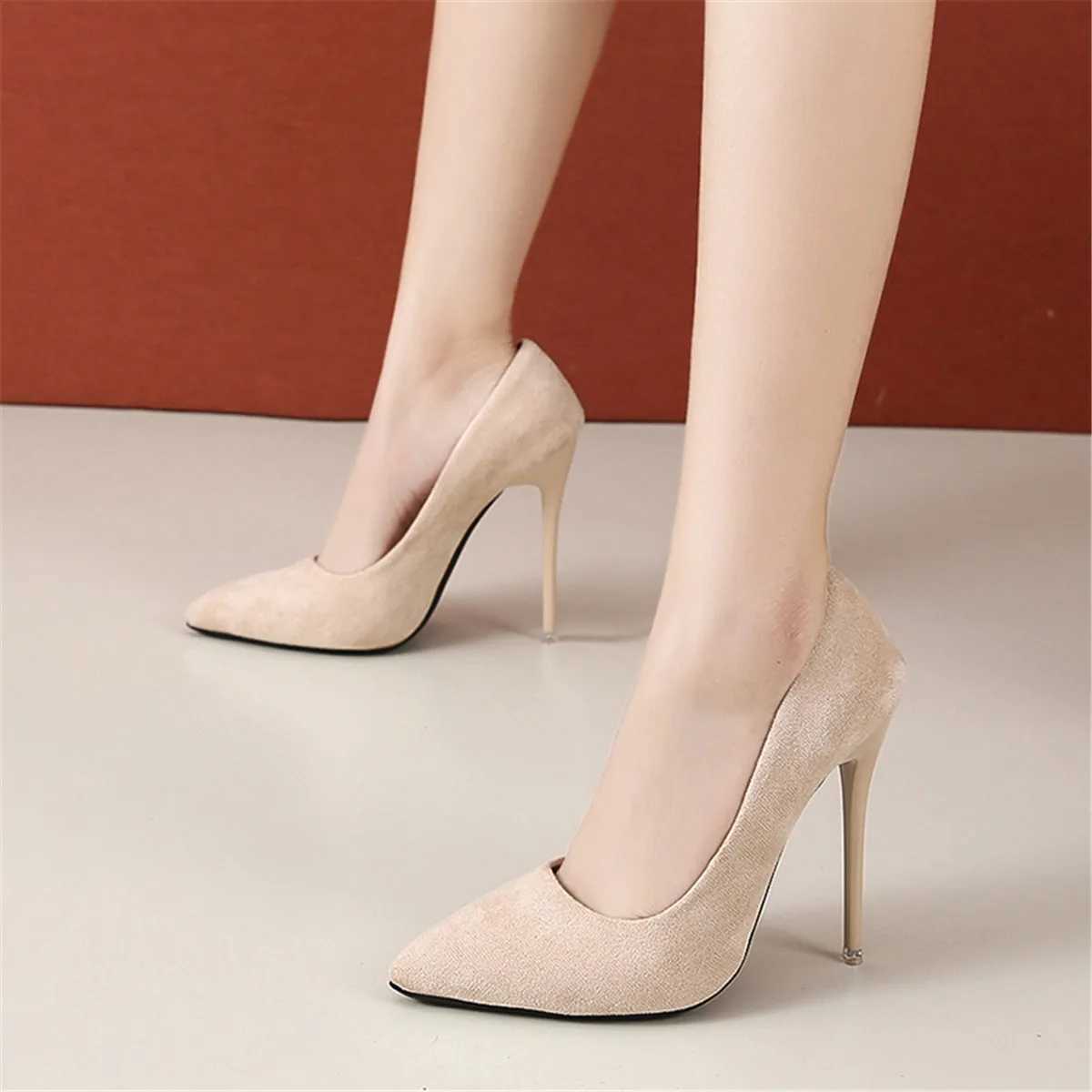 12cm High Heels High Heels Womens Dot Stiletto High Heels Shallow Mouth Korean Version Pink Single Shoes Large SizeXJ250319