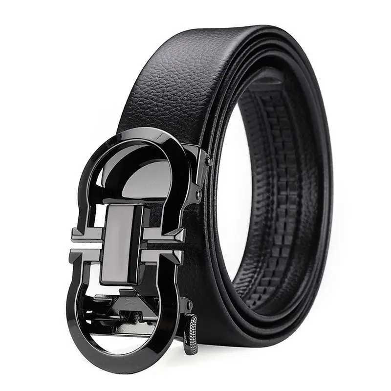 Belts A formal mens waist belt made from Cowhide alloy automatic buckle trend and Versatile decorative set mens business waist belt J240913
